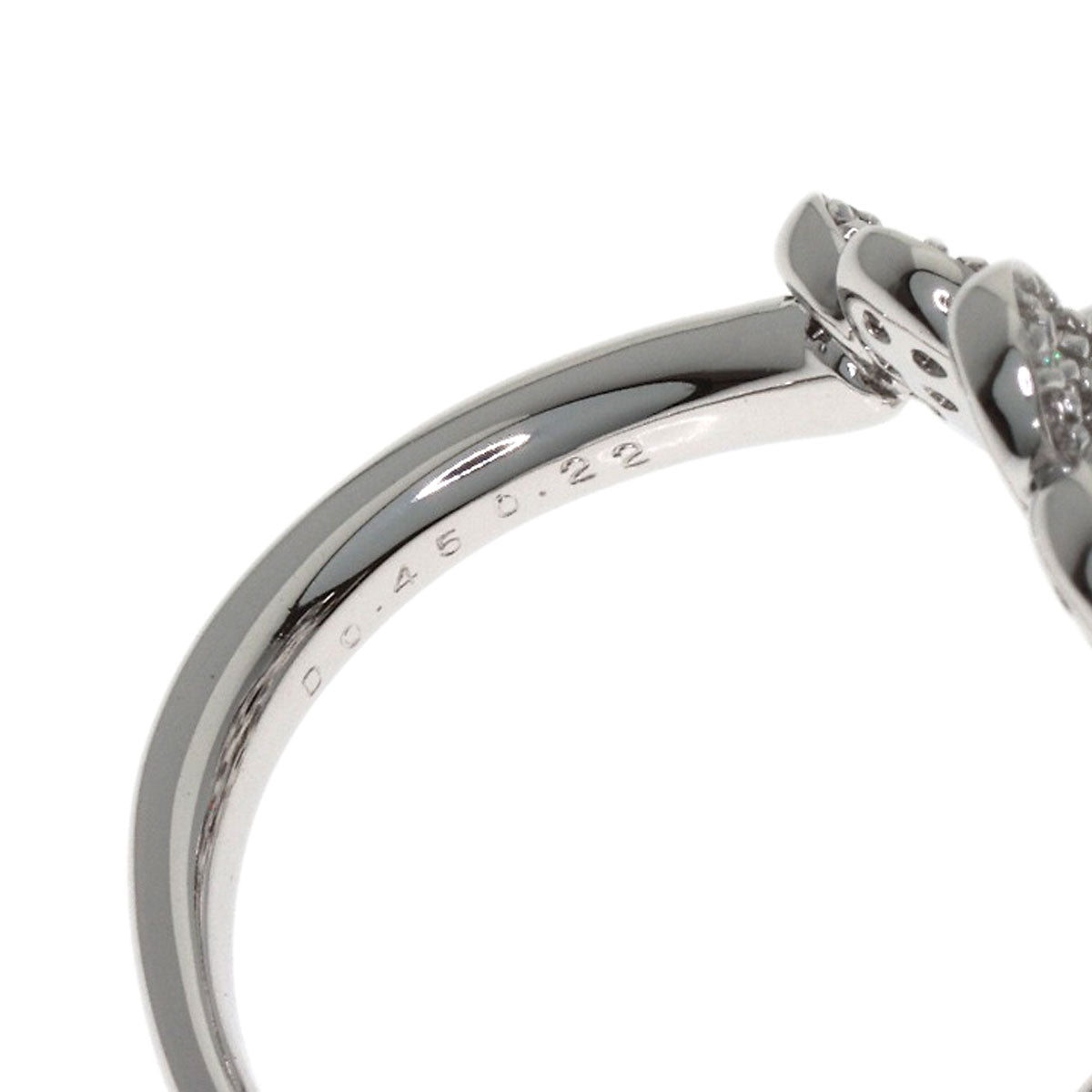 Ponte Vecchio Flower motif Diamond Ring K18 White Gold Ladies [Used]