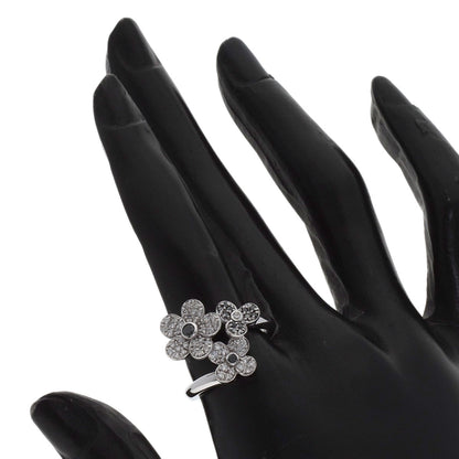 Ponte Vecchio Flower motif Diamond Ring K18 White Gold Ladies [Used]