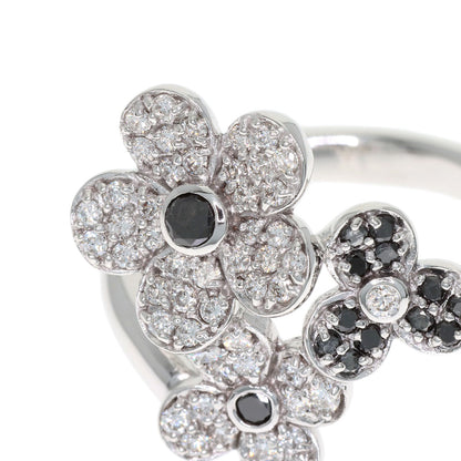 Ponte Vecchio Flower motif Diamond Ring K18 White Gold Ladies [Used]