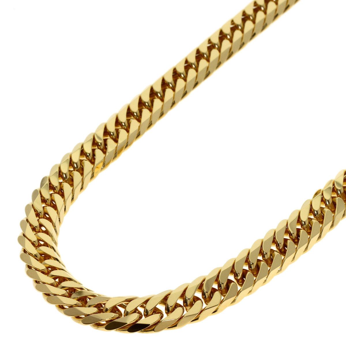 Curb chain Kihei W 6 side 19.7 " Necklace K18 Yellow Gold 100.1g　mens