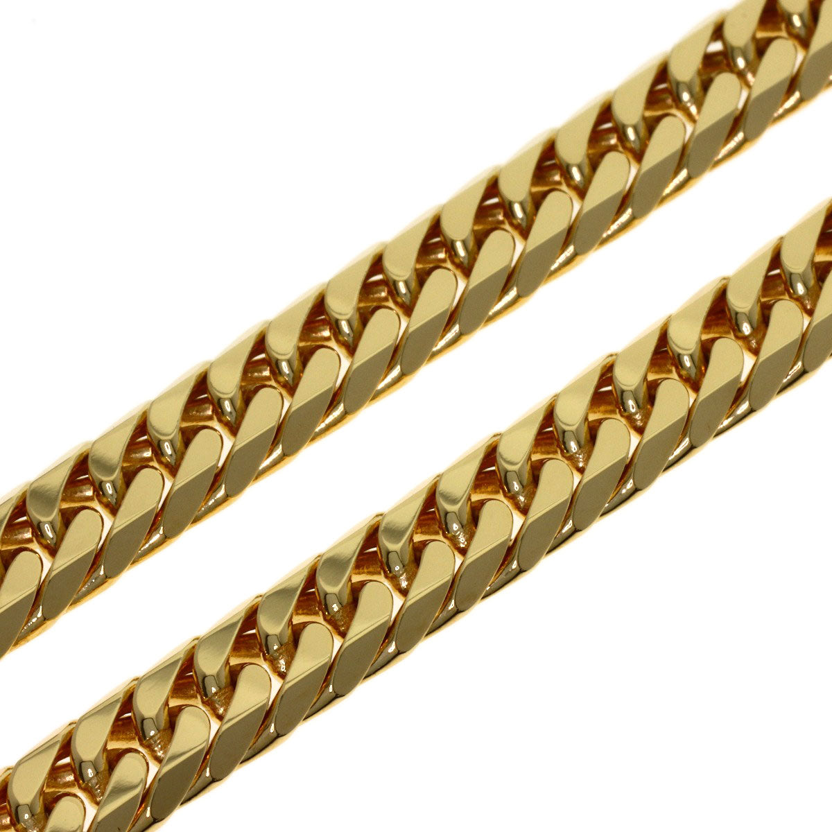 Curb chain Kihei W 6 side 19.7 " Necklace K18 Yellow Gold 100.1g　mens