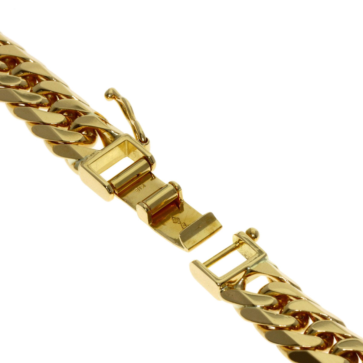 Curb chain Kihei W 6 side 19.7 " Necklace K18 Yellow Gold 100.1g　mens