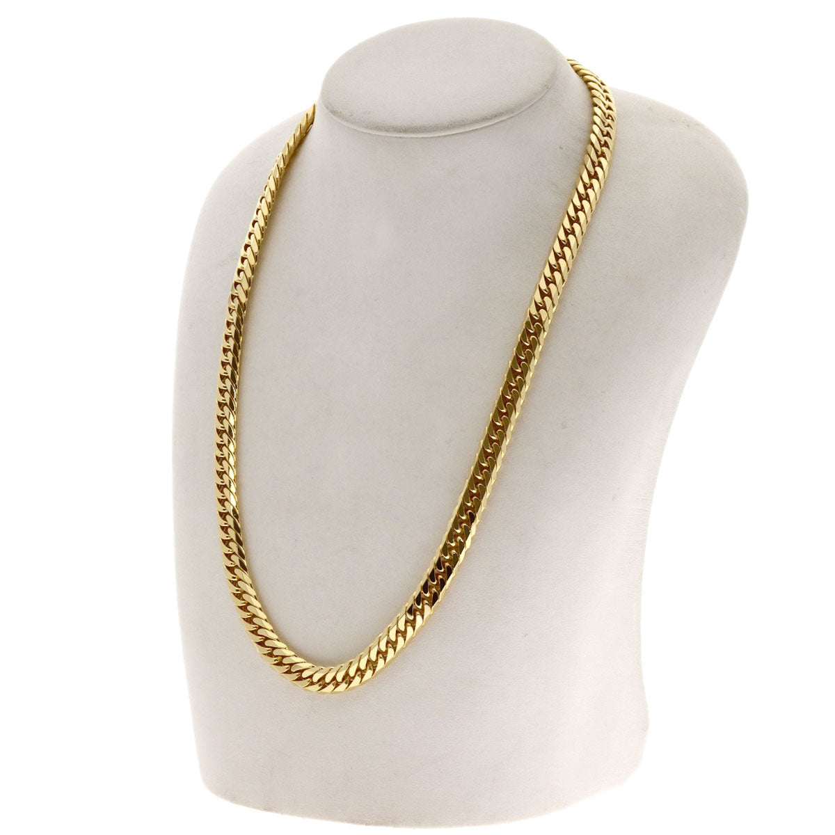 Curb chain Kihei W 6 side 19.7 " Necklace K18 Yellow Gold 100.1g　mens