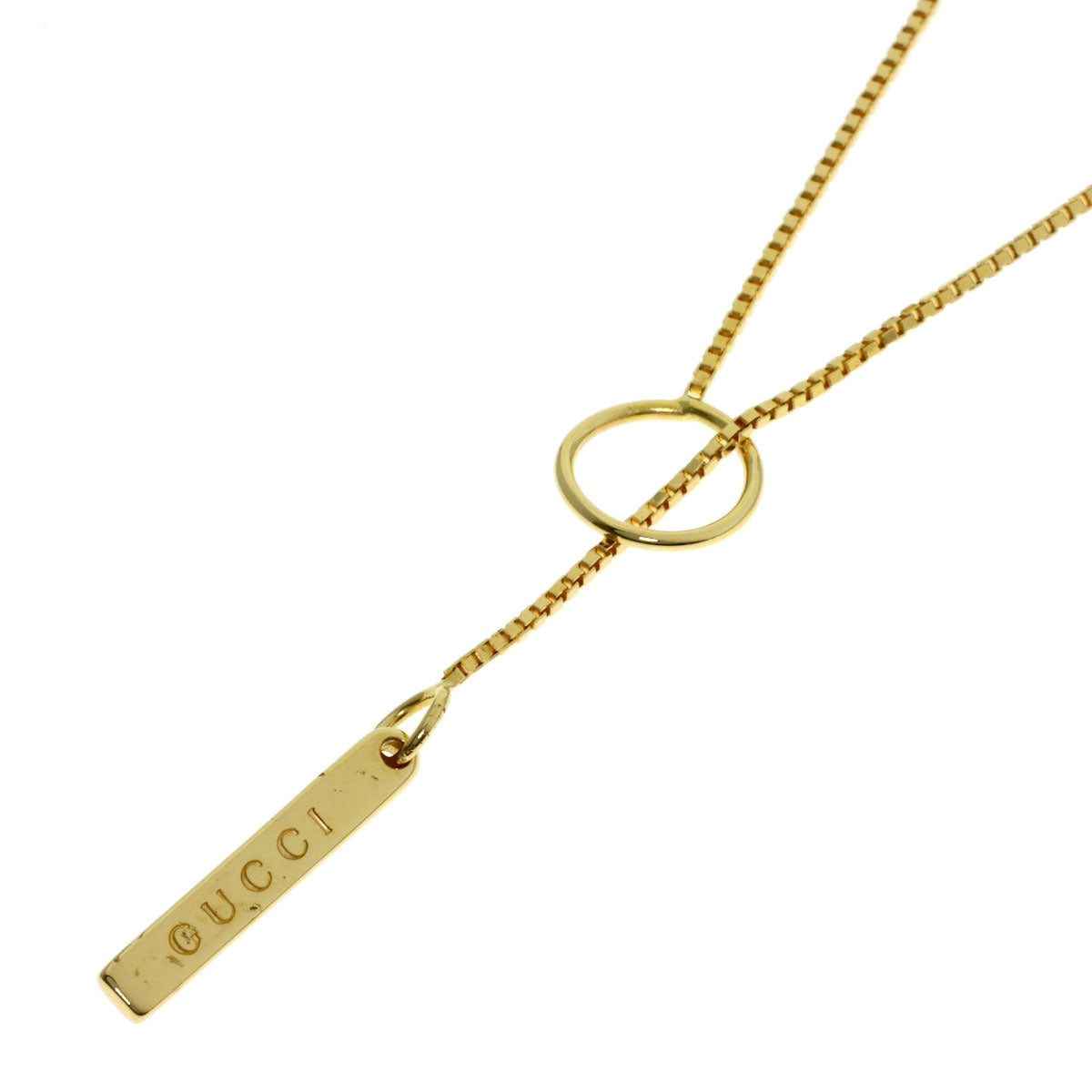 GUCCI lariat Necklace K18 Yellow Gold Ladies [Used]