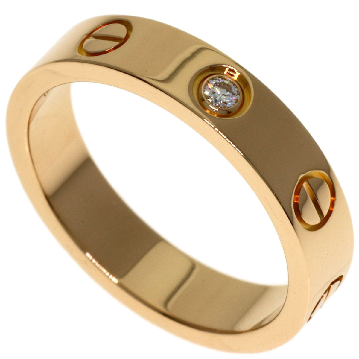 CARTIER mini love ring 1P Diamond #49 Ring K18 Pink Gold Ladies [Used]
