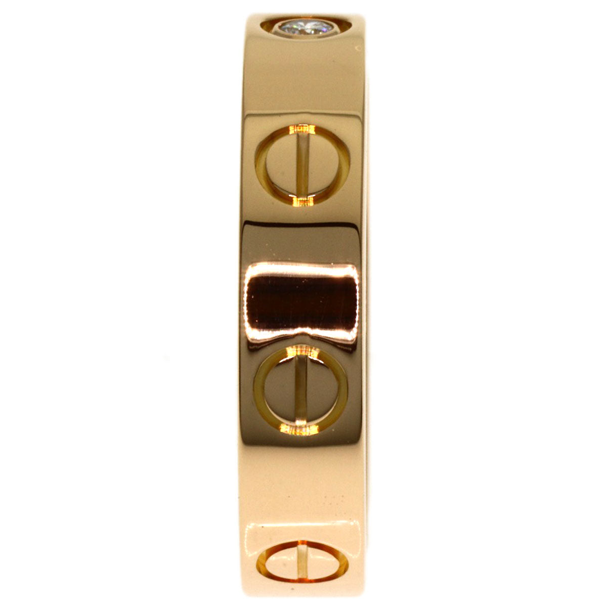 CARTIER mini love ring 1P Diamond #49 Ring K18 Pink Gold Ladies [Used]