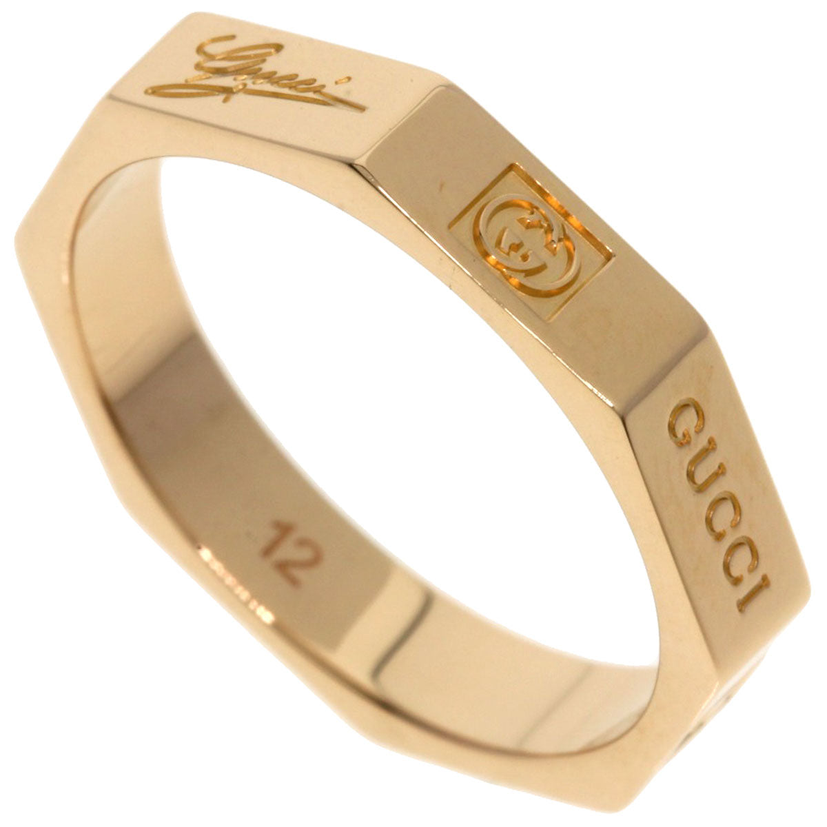 GUCCI Octagon #12 Ring K18 Pink Gold Ladies [Used]