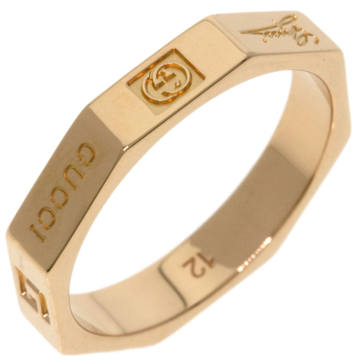 GUCCI Octagon #12 Ring K18 Pink Gold Ladies [Used]