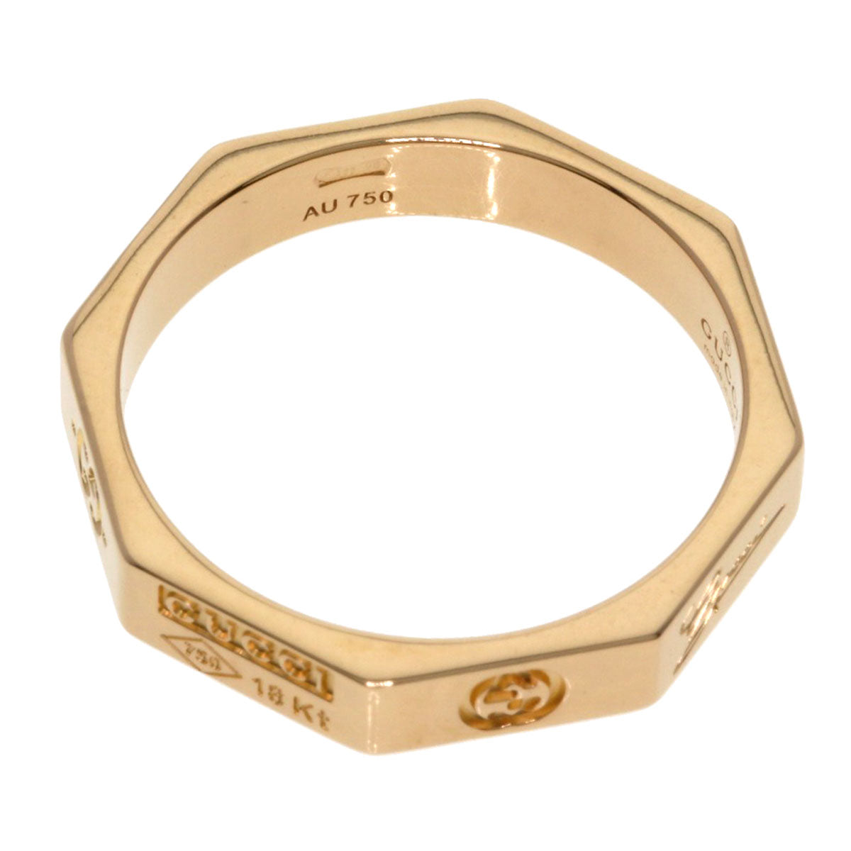 GUCCI Octagon #12 Ring K18 Pink Gold Ladies [Used]