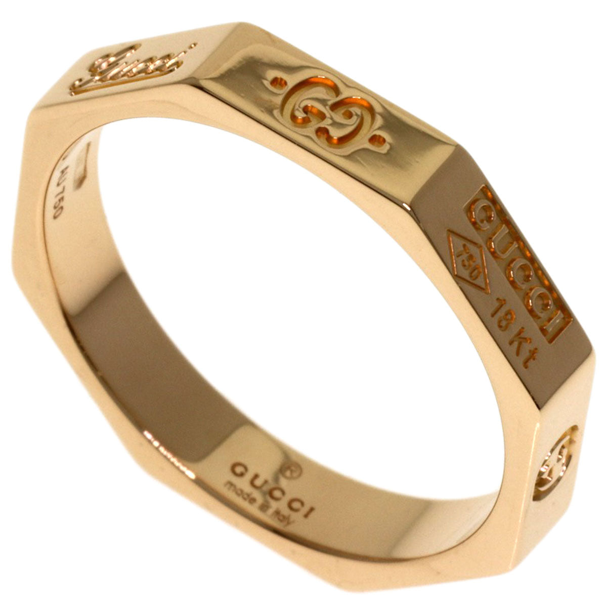GUCCI Octagon #16 Ring K18 Pink Gold Ladies [Used]
