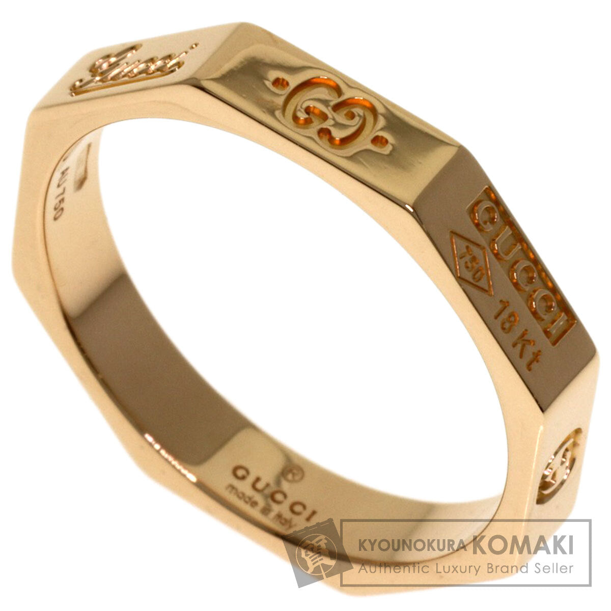GUCCI Octagon #16 Ring K18 Pink Gold Ladies [Used]