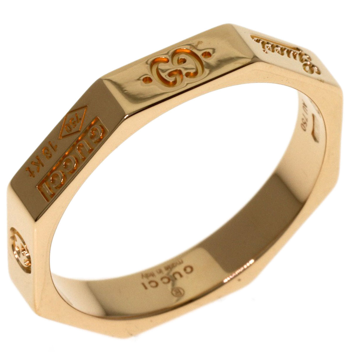 GUCCI Octagon #16 Ring K18 Pink Gold Ladies [Used]
