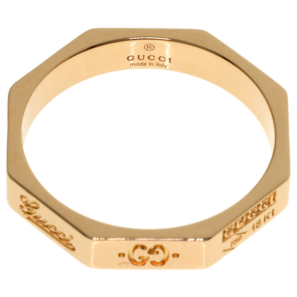 GUCCI Octagon #16 Ring K18 Pink Gold Ladies [Used]