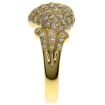 Ponte Vecchio Heart motif Diamond Ring K18 Yellow Gold Ladies [Used]