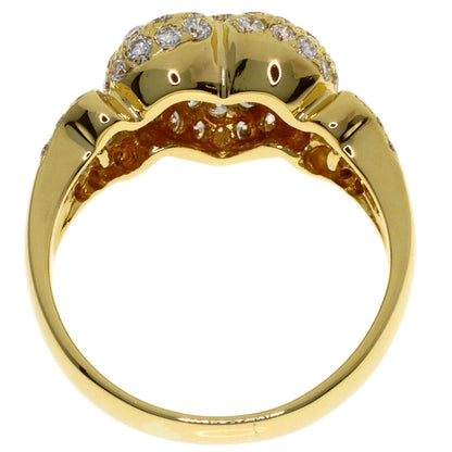 Ponte Vecchio Heart motif Diamond Ring K18 Yellow Gold Ladies [Used]