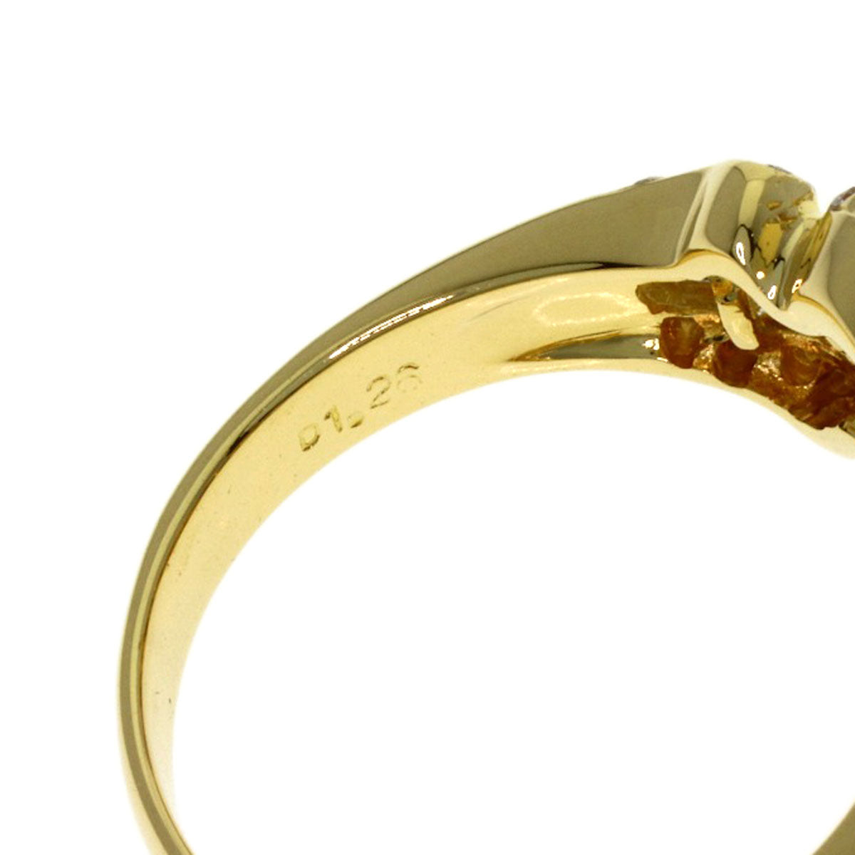 Ponte Vecchio Heart motif Diamond Ring K18 Yellow Gold Ladies [Used]