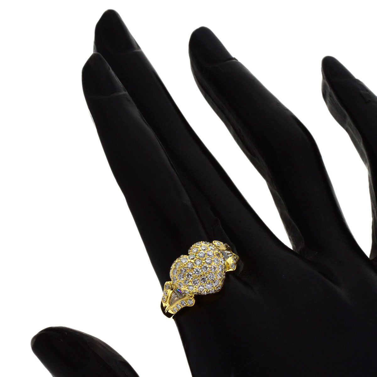 Ponte Vecchio Heart motif Diamond Ring K18 Yellow Gold Ladies [Used]