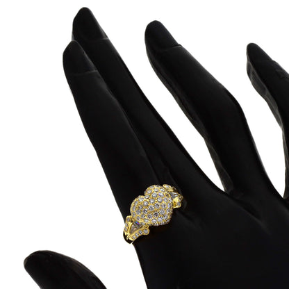 Ponte Vecchio Heart motif Diamond Ring K18 Yellow Gold Ladies [Used]