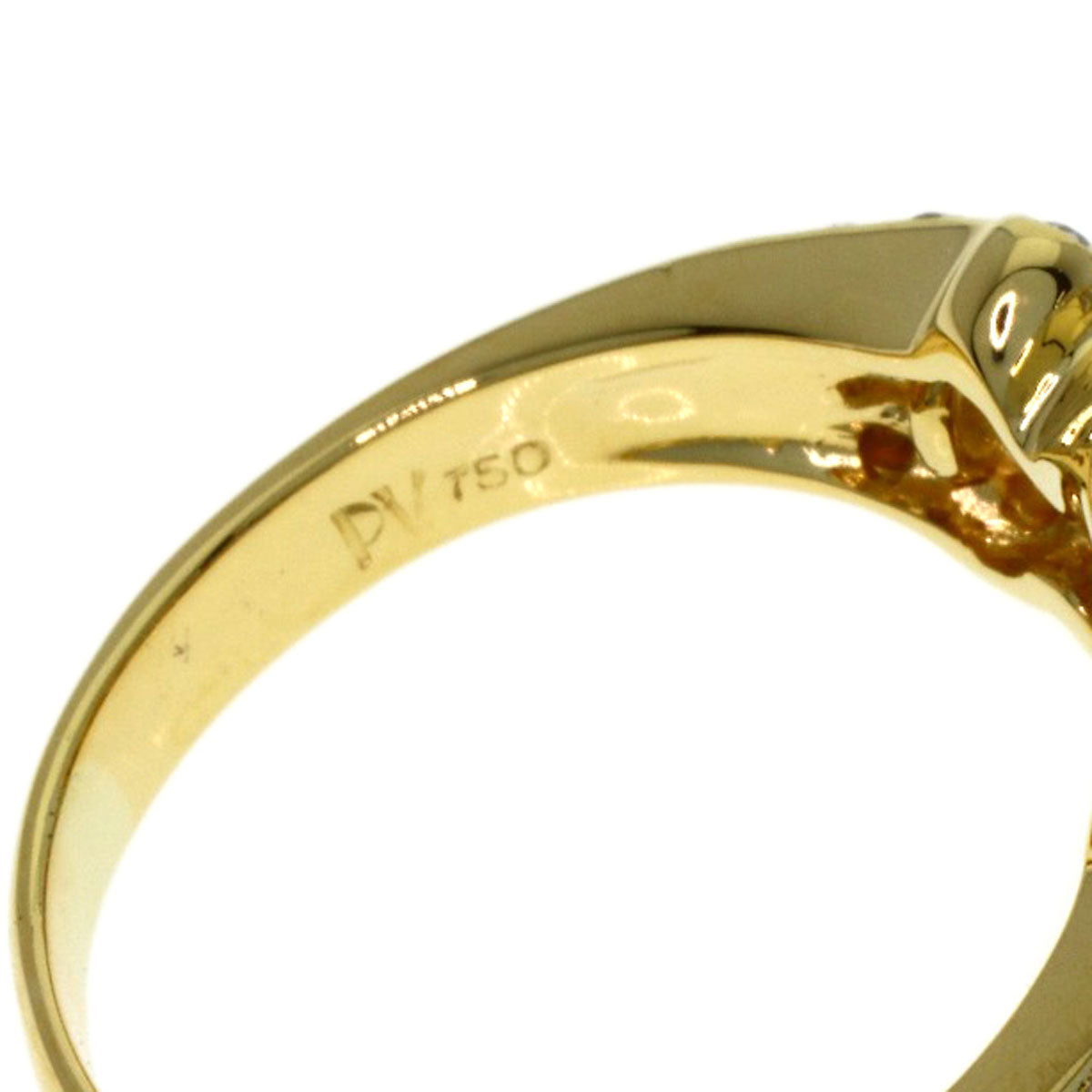 Ponte Vecchio Heart motif Diamond Ring K18 Yellow Gold Ladies [Used]