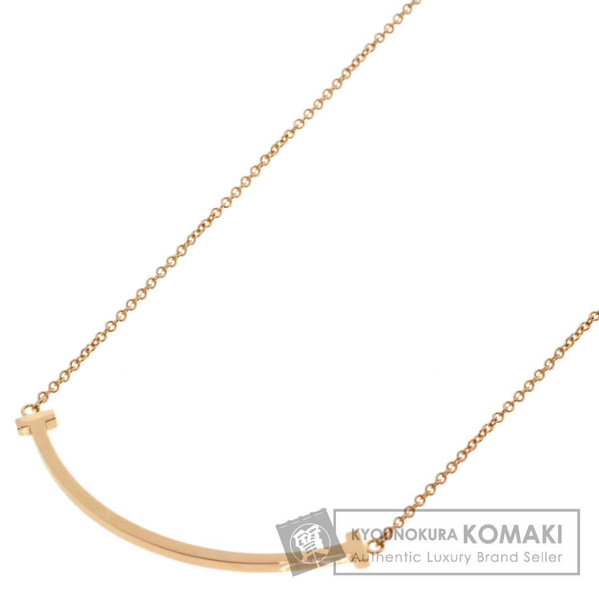TIFFANY&Co. T smile small Necklace K18 Pink Gold Ladies [Used]