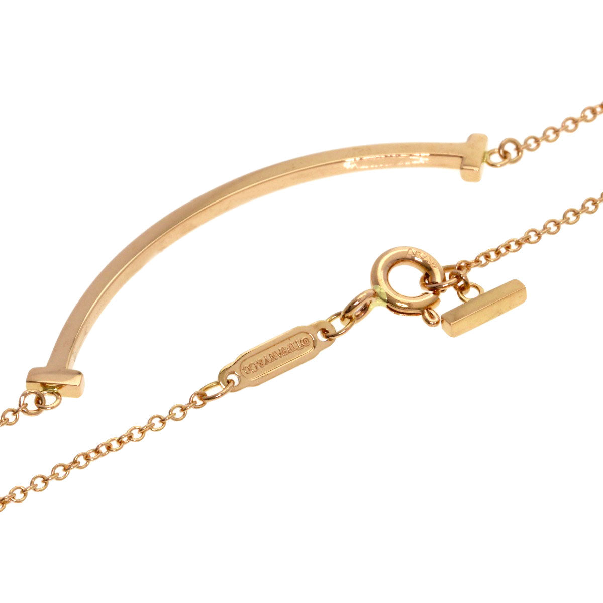 TIFFANY&Co. T smile small Necklace K18 Pink Gold Ladies [Used]