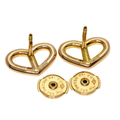 HERMES Shane Dunkle Heart earring K18 Pink Gold Ladies [Used]