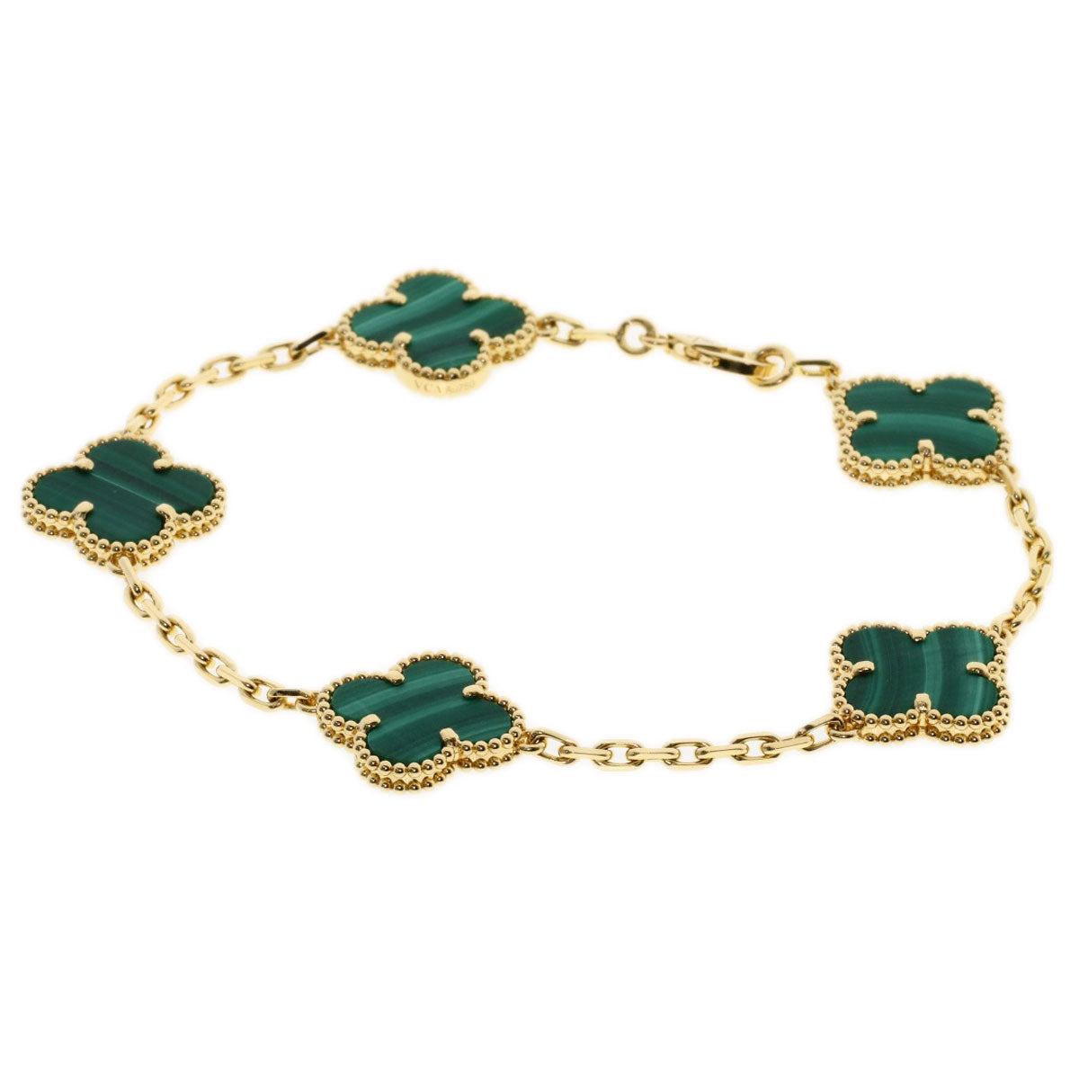 Van Cleef & Arpels Vintage Alhambra Malachite Bracelet K18 Yellow Gold Ladies [Used]
