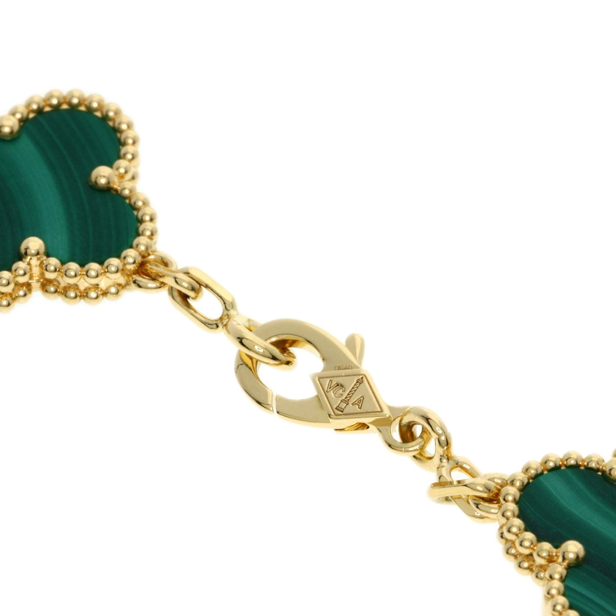 Van Cleef & Arpels Vintage Alhambra Malachite Bracelet K18 Yellow Gold Ladies [Used]