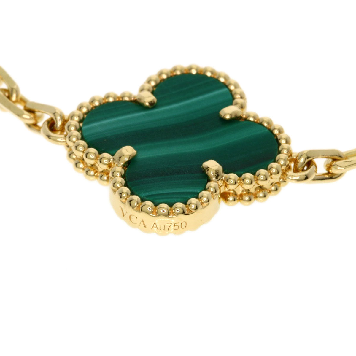 Van Cleef & Arpels Vintage Alhambra Malachite Bracelet K18 Yellow Gold Ladies [Used]