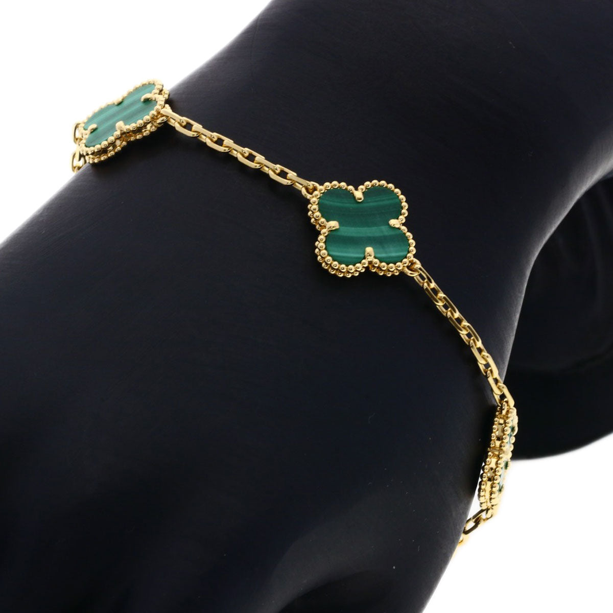 Van Cleef & Arpels Vintage Alhambra Malachite Bracelet K18 Yellow Gold Ladies [Used]