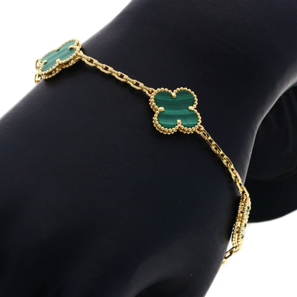Van Cleef & Arpels Vintage Alhambra Malachite Bracelet K18 Yellow Gold Ladies [Used]