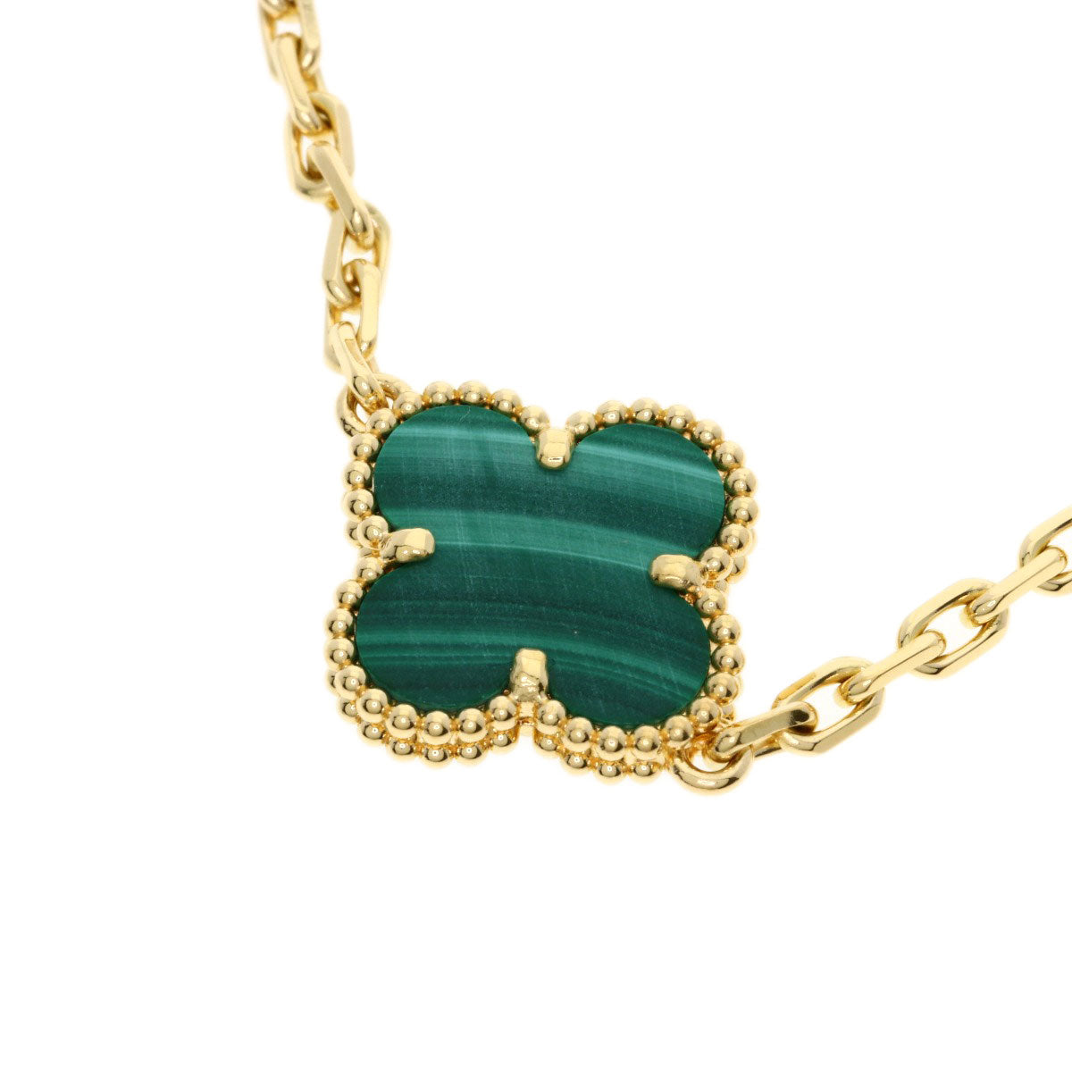 Van Cleef & Arpels Vintage Alhambra Malachite Bracelet K18 Yellow Gold Ladies [Used]