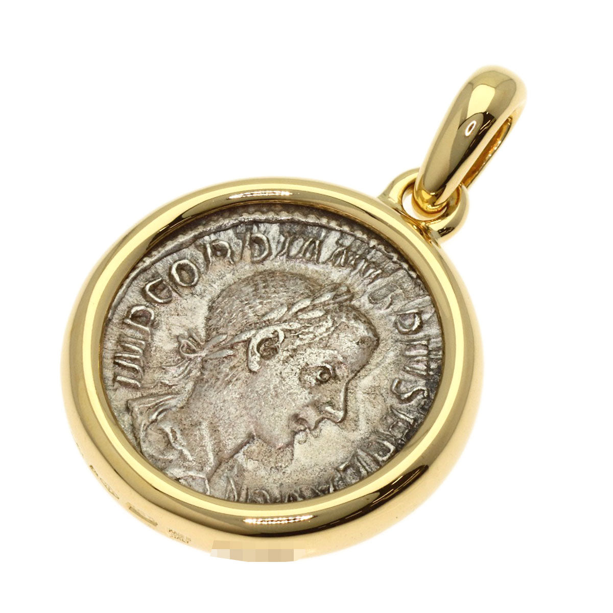 BVLGARI ancient coin monete Pendant top K18 Yellow Gold Ladies [Used]
