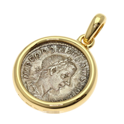 BVLGARI ancient coin monete Pendant top K18 Yellow Gold Ladies [Used]
