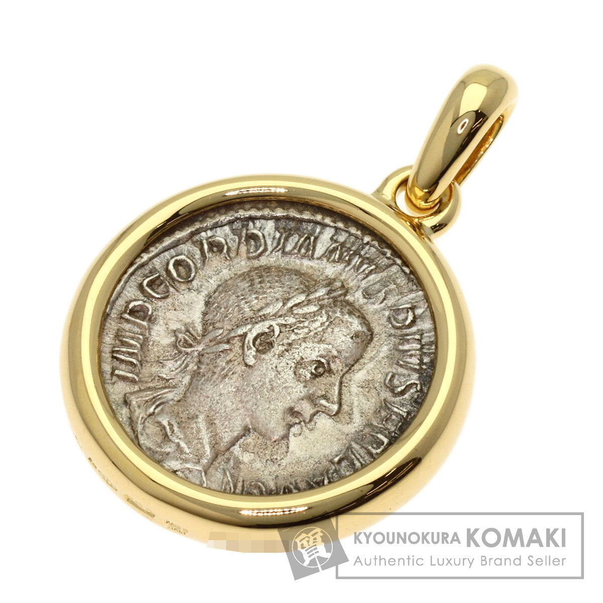 BVLGARI ancient coin monete Pendant top K18 Yellow Gold Ladies [Used]