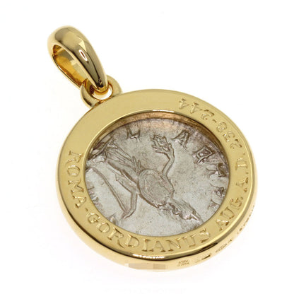 BVLGARI ancient coin monete Pendant top K18 Yellow Gold Ladies [Used]