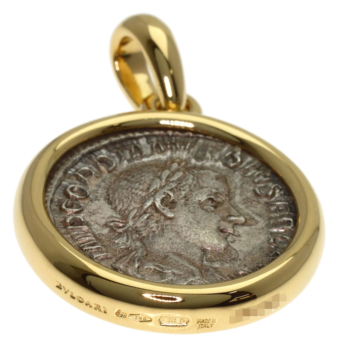BVLGARI ancient coin monete Pendant top K18 Yellow Gold Ladies [Used]
