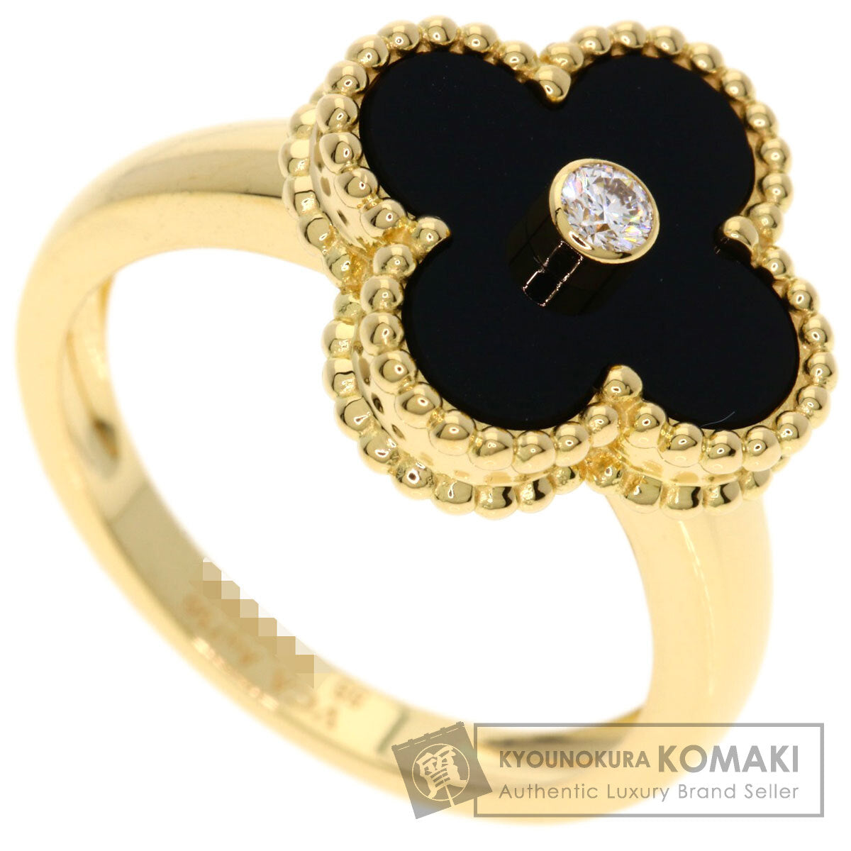 Van Cleef & Arpels Vintage Alhambra Diamond Onyx #55 Ring K18 Yellow Gold Ladies [Used]