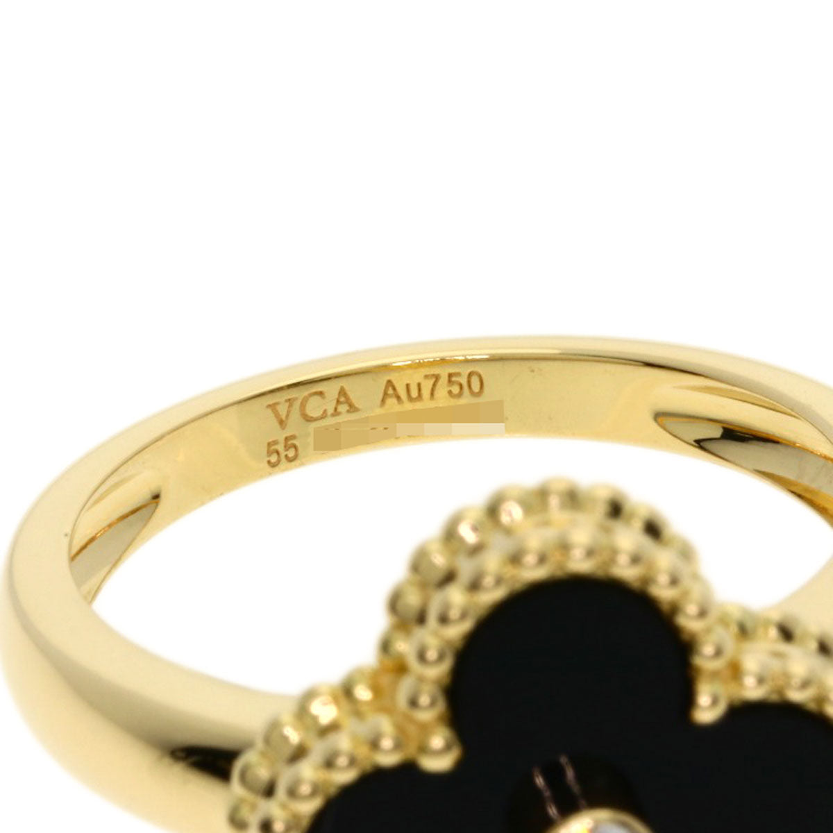 Van Cleef & Arpels Vintage Alhambra Diamond Onyx #55 Ring K18 Yellow Gold Ladies [Used]
