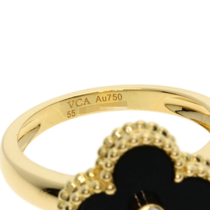 Van Cleef & Arpels Vintage Alhambra Diamond Onyx #55 Ring K18 Yellow Gold Ladies [Used]