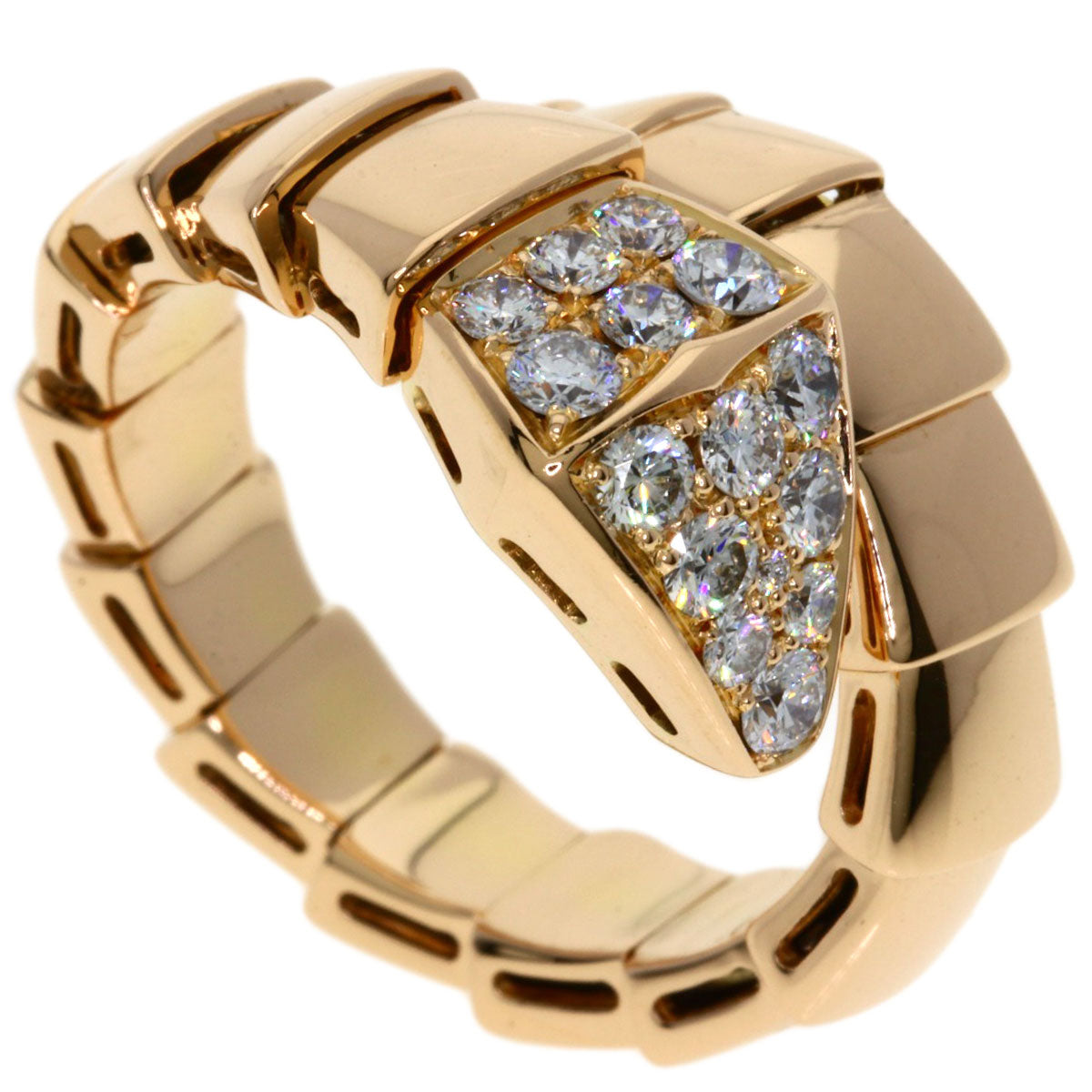 BVLGARI Serpenti Viper Diamond M Ring K18 Pink Gold Ladies [Used]