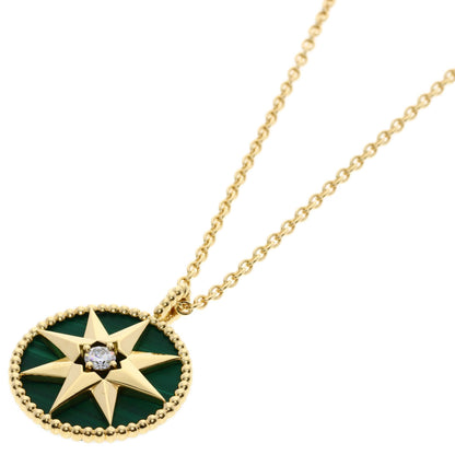 Dior Rose de Vent Medium Diamond Malachite Long Necklace K18 Yellow Gold Ladies [Used]
