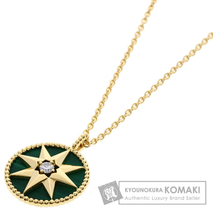 Dior Rose de Vent Medium Diamond Malachite Long Necklace K18 Yellow Gold Ladies [Used]