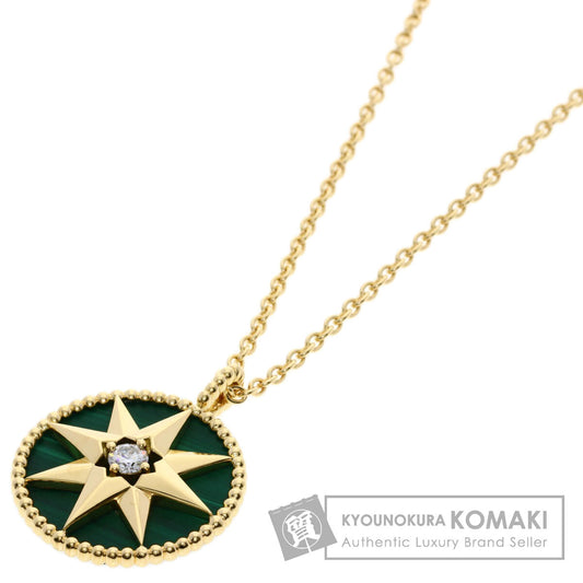 Dior Rose de Vent Medium Diamond Malachite Long Necklace K18 Yellow Gold Ladies [Used]
