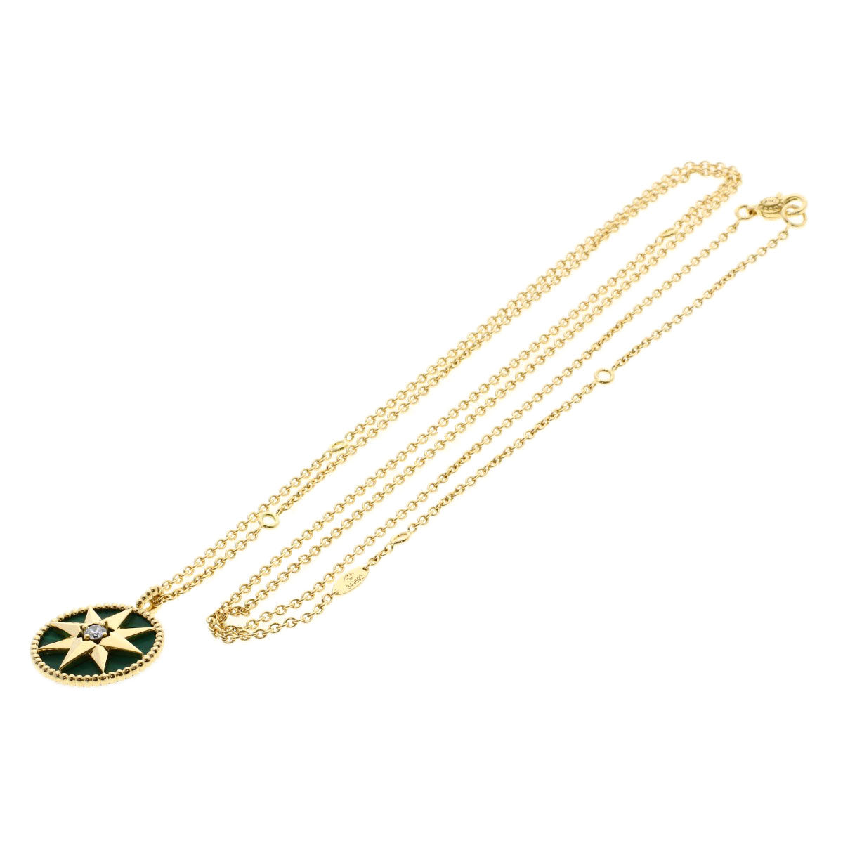 Dior Rose de Vent Medium Diamond Malachite Long Necklace K18 Yellow Gold Ladies [Used]