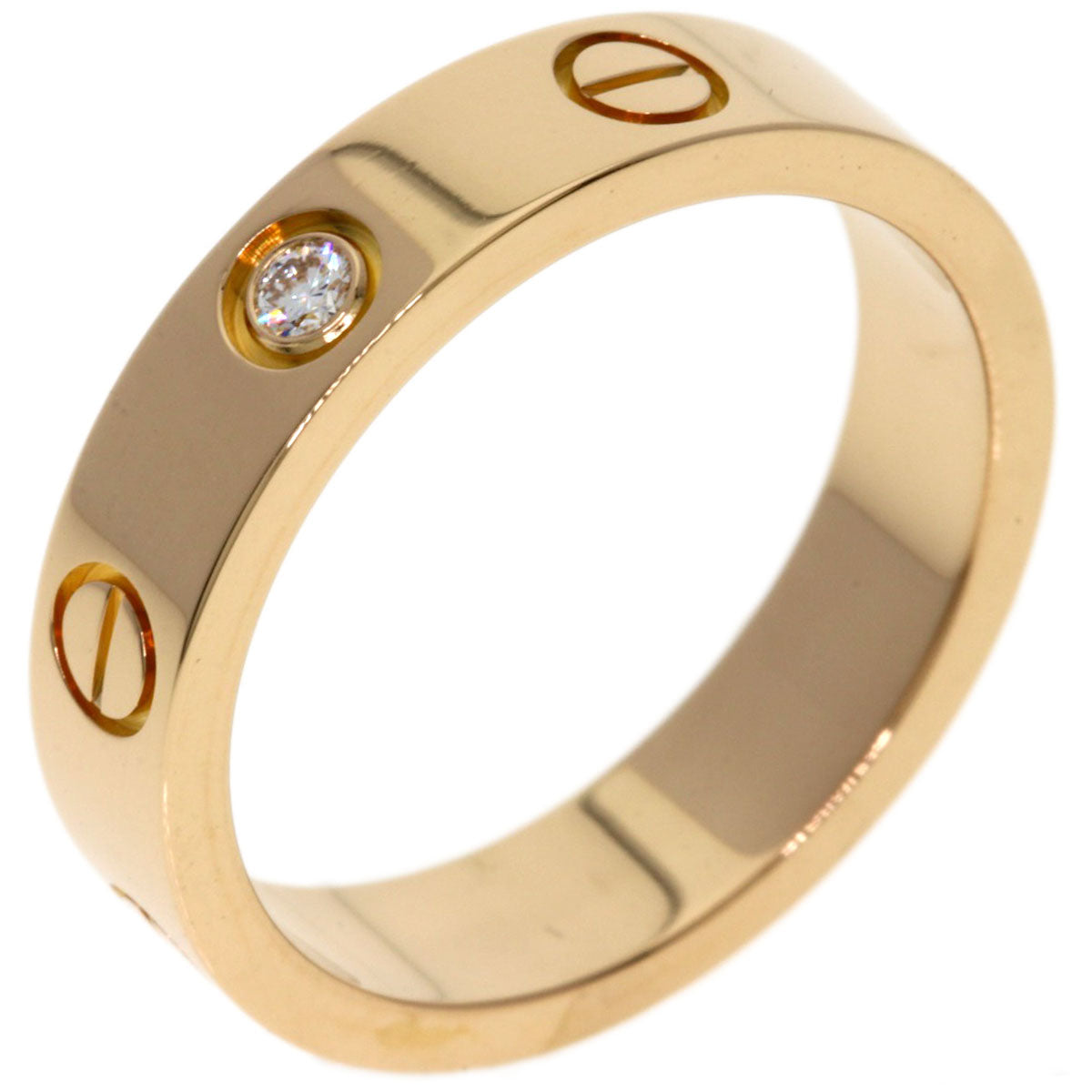 CARTIER mini love ring 1P Diamond #48 Ring K18 Pink Gold Ladies [Used]