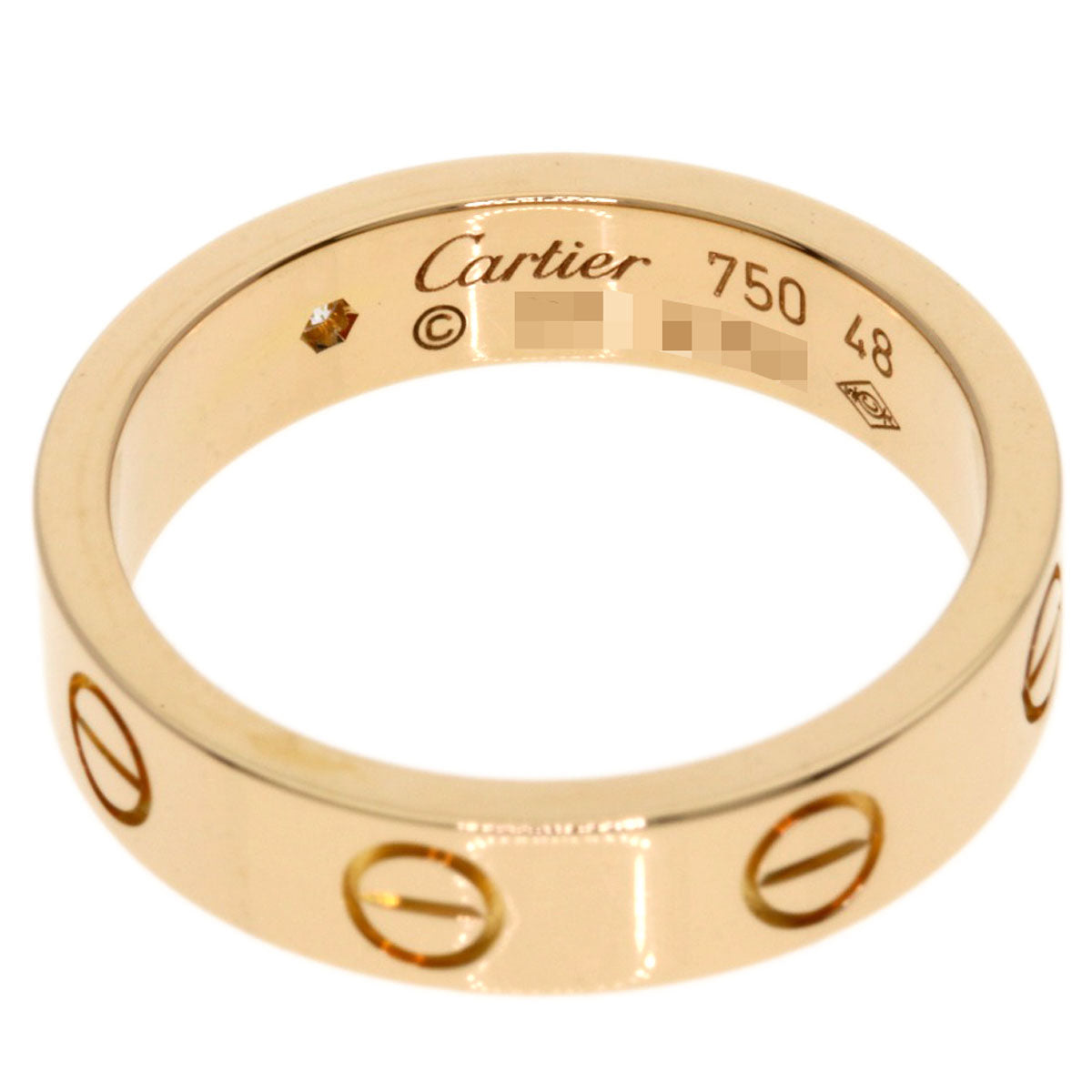 CARTIER mini love ring 1P Diamond #48 Ring K18 Pink Gold Ladies [Used]
