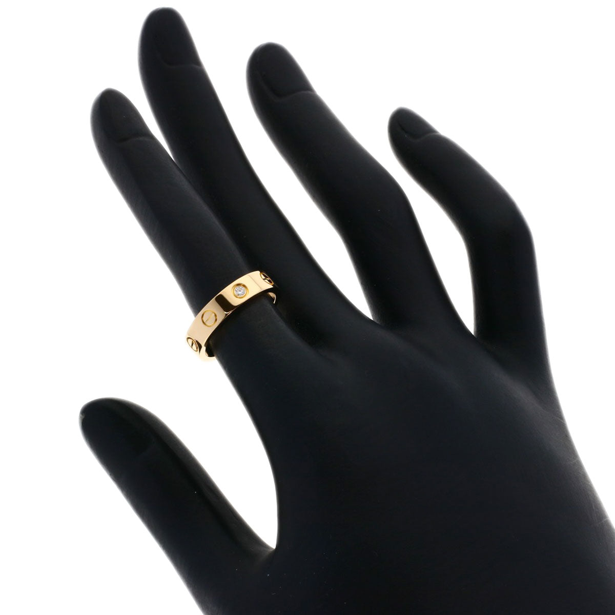 CARTIER mini love ring 1P Diamond #48 Ring K18 Pink Gold Ladies [Used]