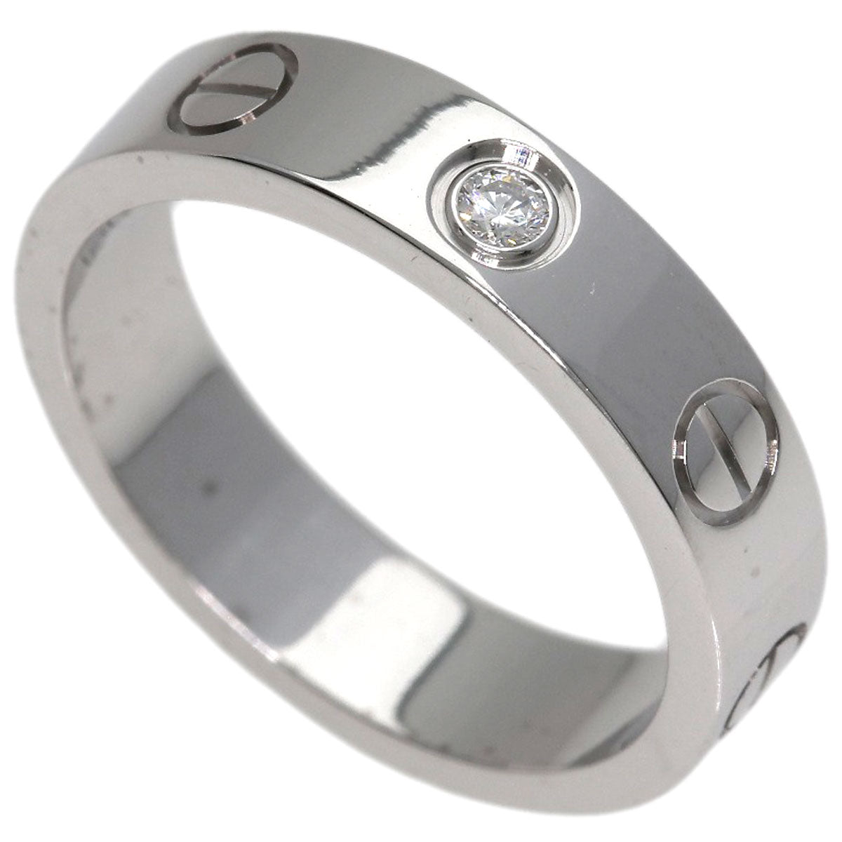 CARTIER Mini love ring 1P Diamond #46 Ring K18 White Gold Ladies [Used]