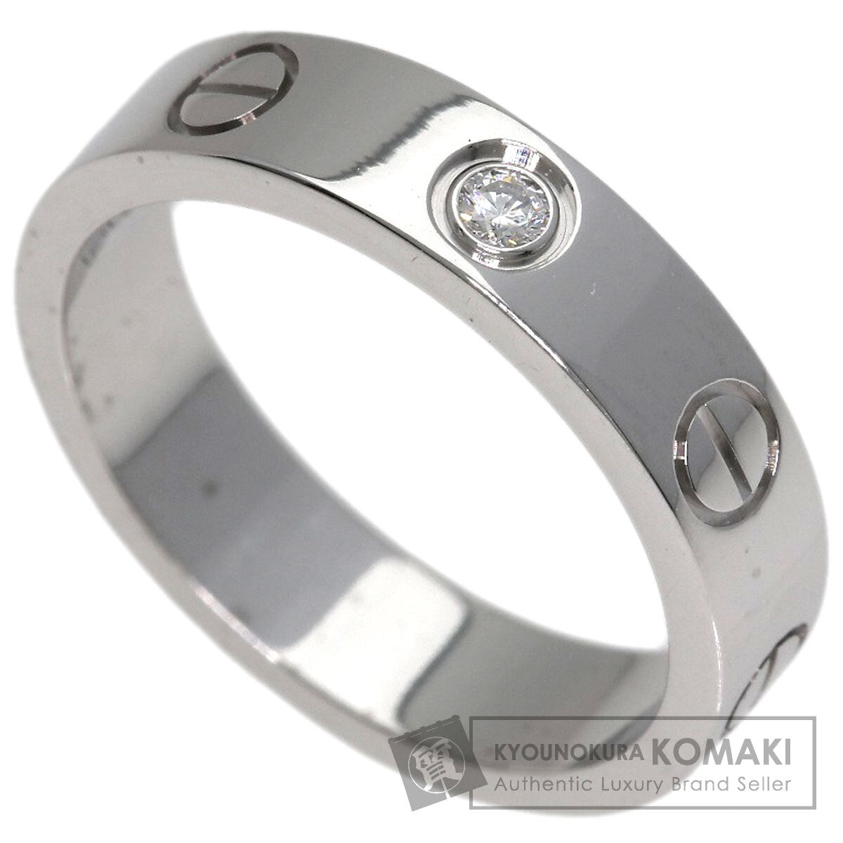 CARTIER Mini love ring 1P Diamond #46 Ring K18 White Gold Ladies [Used]